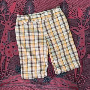 AB Studio Checkered Shorts in Yellow and Brown